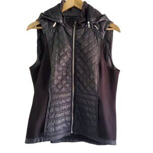 White House Black Market WHBM Black Vest hooded detachable hood size S